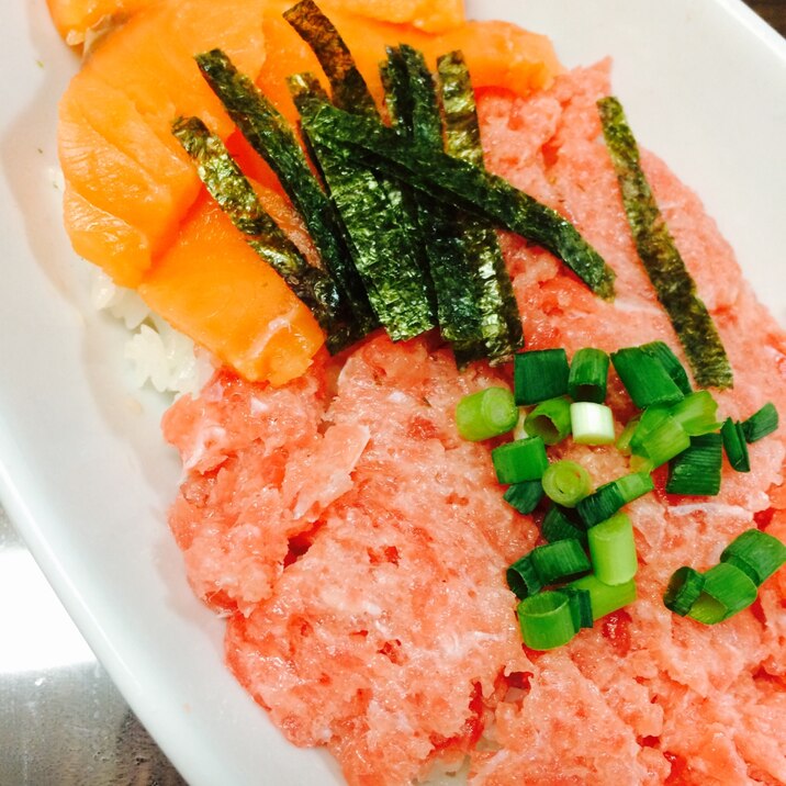 サーモン&ネギトロ丼